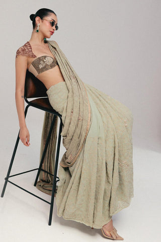 Saree Set for Indian Wedding - Green Grace Vintage Filigree by The Little Black Bow