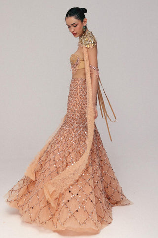 Crystal Skirt Set for Contemporary Wear - Peach Grace by The Little Black Bow