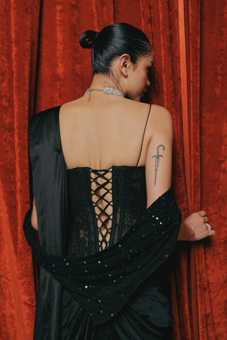 Black corset saree - Indian Wedding - Cherub Lace Set by The Little Black Bow