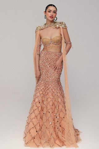 Crystal Skirt Set for Contemporary Wear - Peach Grace by The Little Black Bow