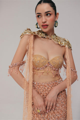 Crystal Skirt Set for Contemporary Wear - Peach Grace by The Little Black Bow