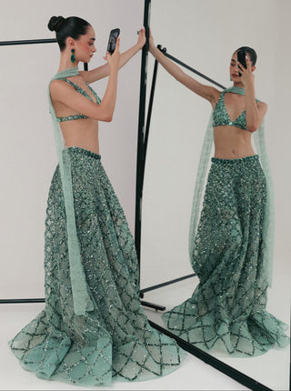 Blue Lehenga for Indian Wedding - Blue Grace Sequin by The Little Black Bow