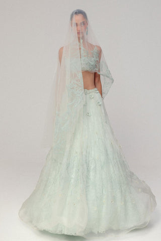 Floral Lehenga Set for Indian Wedding - Blue Grace by The Little Black Bow