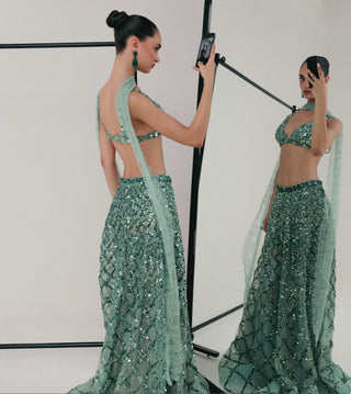 Blue Lehenga for Indian Wedding - Blue Grace Sequin by The Little Black Bow