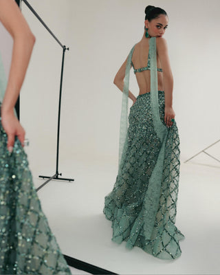 Blue Lehenga for Indian Wedding - Blue Grace Sequin by The Little Black Bow