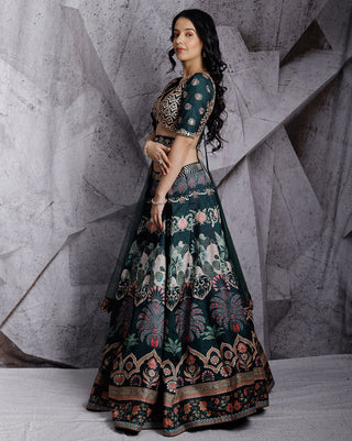 Green floral paradise lehenga set