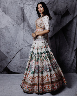Ivory floral paradise lehenga set