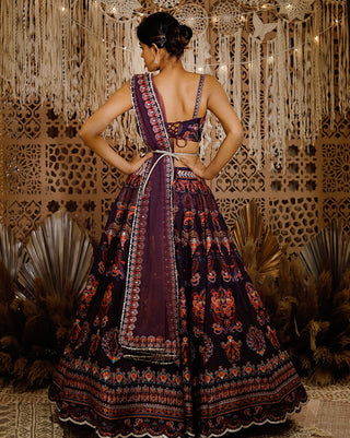 Digital purple lehenga set