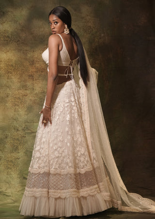 Ivory floral pearl lehenga set
