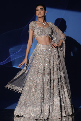 Lehenga set for Indian Wedding – Soft Gray Sangeet Elegance by Archana Kochhar