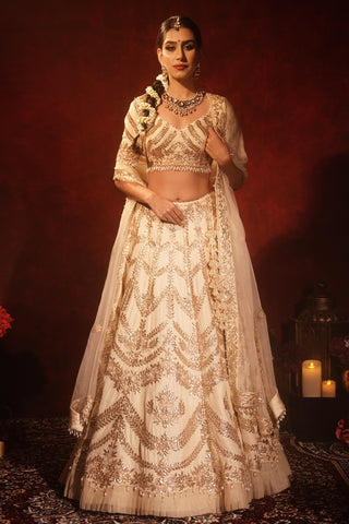 Bridal lehenga set for Indian Wedding – Ivory Gotta Patti by Archana Kochhar