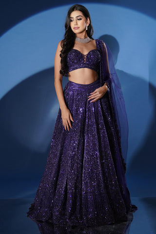 Blue lehenga for Indian Wedding – Electric Sangeet Shimmer by Archana Kochhar