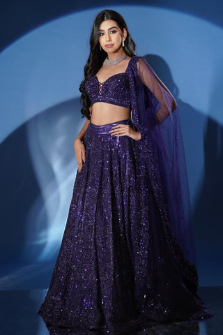 Blue lehenga for Indian Wedding – Electric Sangeet Shimmer by Archana Kochhar