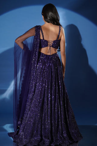 Blue lehenga for Indian Wedding – Electric Sangeet Shimmer by Archana Kochhar
