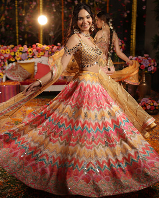 Lehenga Set for Indian Wedding - Peacock Sheesh Ensemble by Archana Kochhar