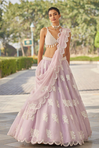Purple gul flower lehenga set