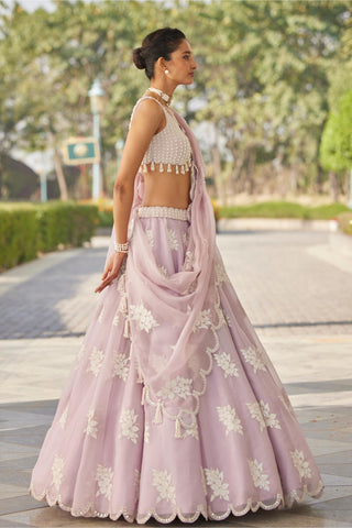 Purple gul flower lehenga set