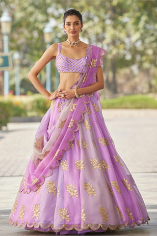 Purple gul multicolor flower lehenga set