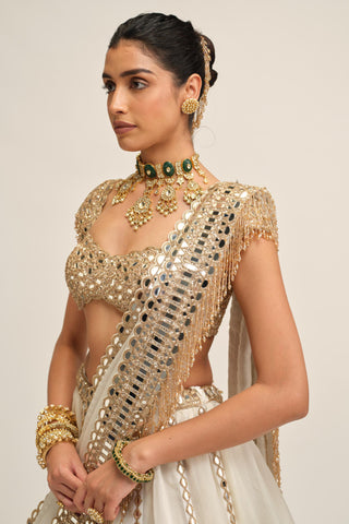 Organza Lehenga Set - Indian Wedding - White Modern Maharani by Vvani by Vani Vats