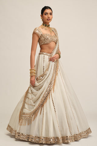Organza Lehenga Set - Indian Wedding - White Modern Maharani by Vvani by Vani Vats
