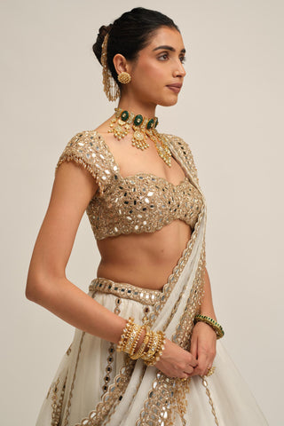 Organza Lehenga Set - Indian Wedding - White Modern Maharani by Vvani by Vani Vats