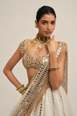 Organza Lehenga Set - Indian Wedding - White Modern Maharani by Vvani by Vani Vats