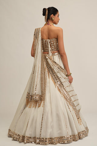 organza lehenga set - Indian Wedding - Modern Maharani White by Vvani by Vani Vats
