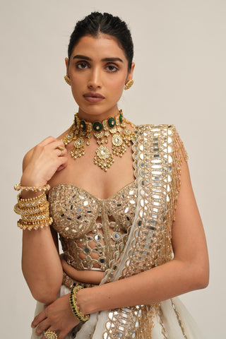 organza lehenga set - Indian Wedding - Modern Maharani White by Vvani by Vani Vats