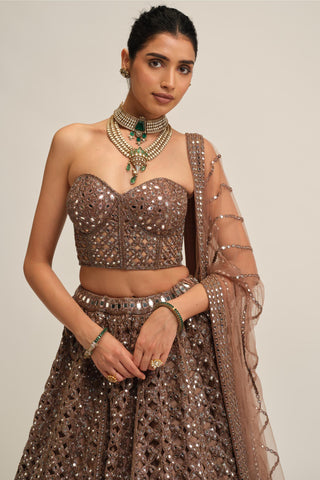 cutwork lehenga set - Indian Wedding - Modern Maharani Beige by Vvani by Vani Vats