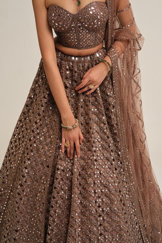 cutwork lehenga set - Indian Wedding - Modern Maharani Beige by Vvani by Vani Vats