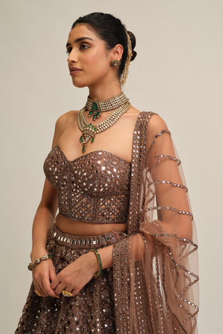 cutwork lehenga set - Indian Wedding - Modern Maharani Beige by Vvani by Vani Vats