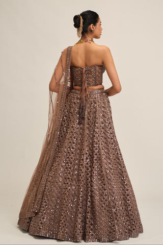 cutwork lehenga set - Indian Wedding - Modern Maharani Beige by Vvani by Vani Vats