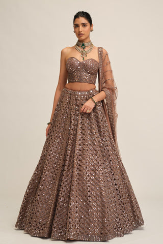 cutwork lehenga set - Indian Wedding - Modern Maharani Beige by Vvani by Vani Vats