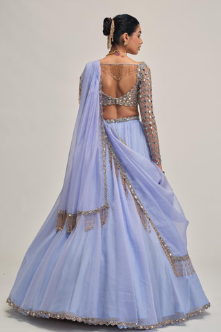 blue lehenga set - Indian Wedding - Modern Maharani Organza by Vvani by Vani Vats