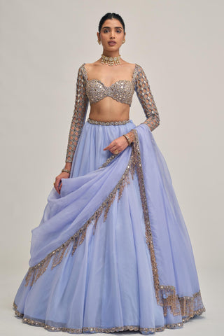 blue lehenga set - Indian Wedding - Modern Maharani Organza by Vvani by Vani Vats
