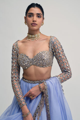 blue lehenga set - Indian Wedding - Modern Maharani Organza by Vvani by Vani Vats
