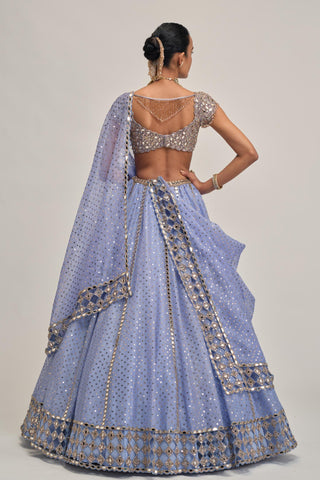mirror lehenga set - Indian Wedding - Modern Maharani Blue by Vvani by Vani Vats