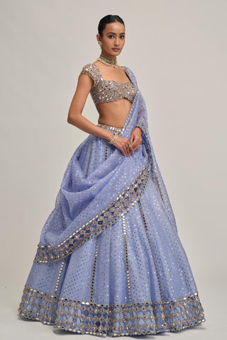 mirror lehenga set - Indian Wedding - Modern Maharani Blue by Vvani by Vani Vats