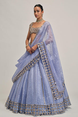 mirror lehenga set - Indian Wedding - Modern Maharani Blue by Vvani by Vani Vats