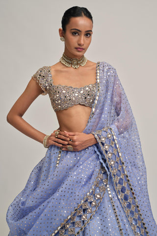 mirror lehenga set - Indian Wedding - Modern Maharani Blue by Vvani by Vani Vats