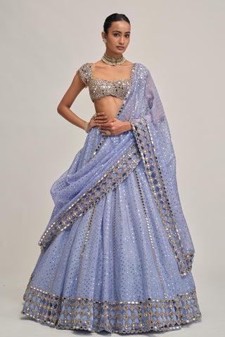 mirror lehenga set - Indian Wedding - Modern Maharani Blue by Vvani by Vani Vats