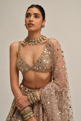pink mirror work lehenga set for Indian Wedding - Modern Maharani Mirror by Vvani by Vani Vats