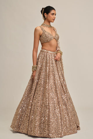 pink mirror work lehenga set for Indian Wedding - Modern Maharani Mirror by Vvani by Vani Vats
