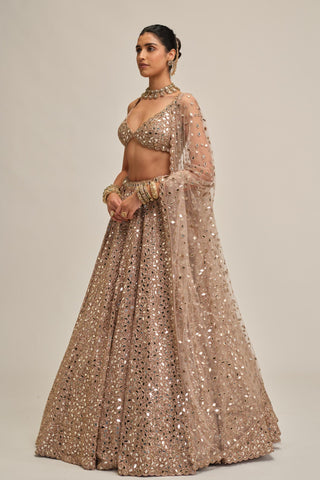 pink mirror work lehenga set for Indian Wedding - Modern Maharani Mirror by Vvani by Vani Vats