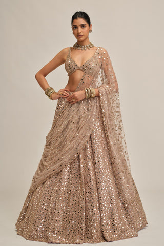 pink mirror work lehenga set for Indian Wedding - Modern Maharani Mirror by Vvani by Vani Vats