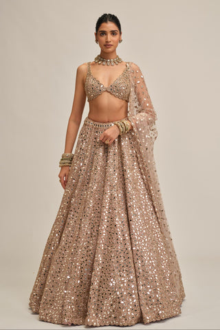 pink mirror work lehenga set for Indian Wedding - Modern Maharani Mirror by Vvani by Vani Vats