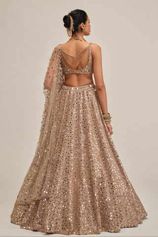 pink mirror work lehenga set for Indian Wedding - Modern Maharani Mirror by Vvani by Vani Vats