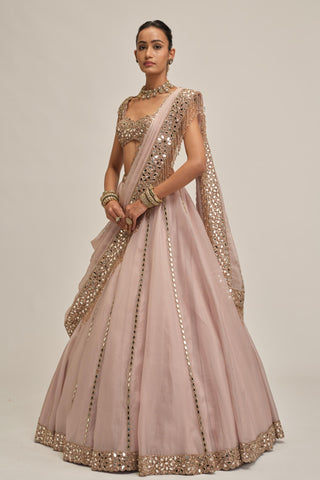 pink lehenga set - Indian Wedding - modern maharani mirrorwork by Vvani by Vani Vats