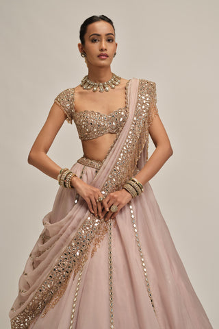 pink lehenga set - Indian Wedding - modern maharani mirrorwork by Vvani by Vani Vats