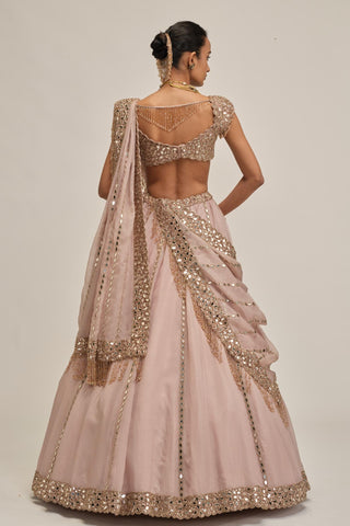 pink lehenga set - Indian Wedding - modern maharani mirrorwork by Vvani by Vani Vats